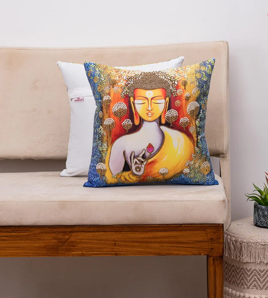 Serene Lord Buddha Printed Cushion Cover