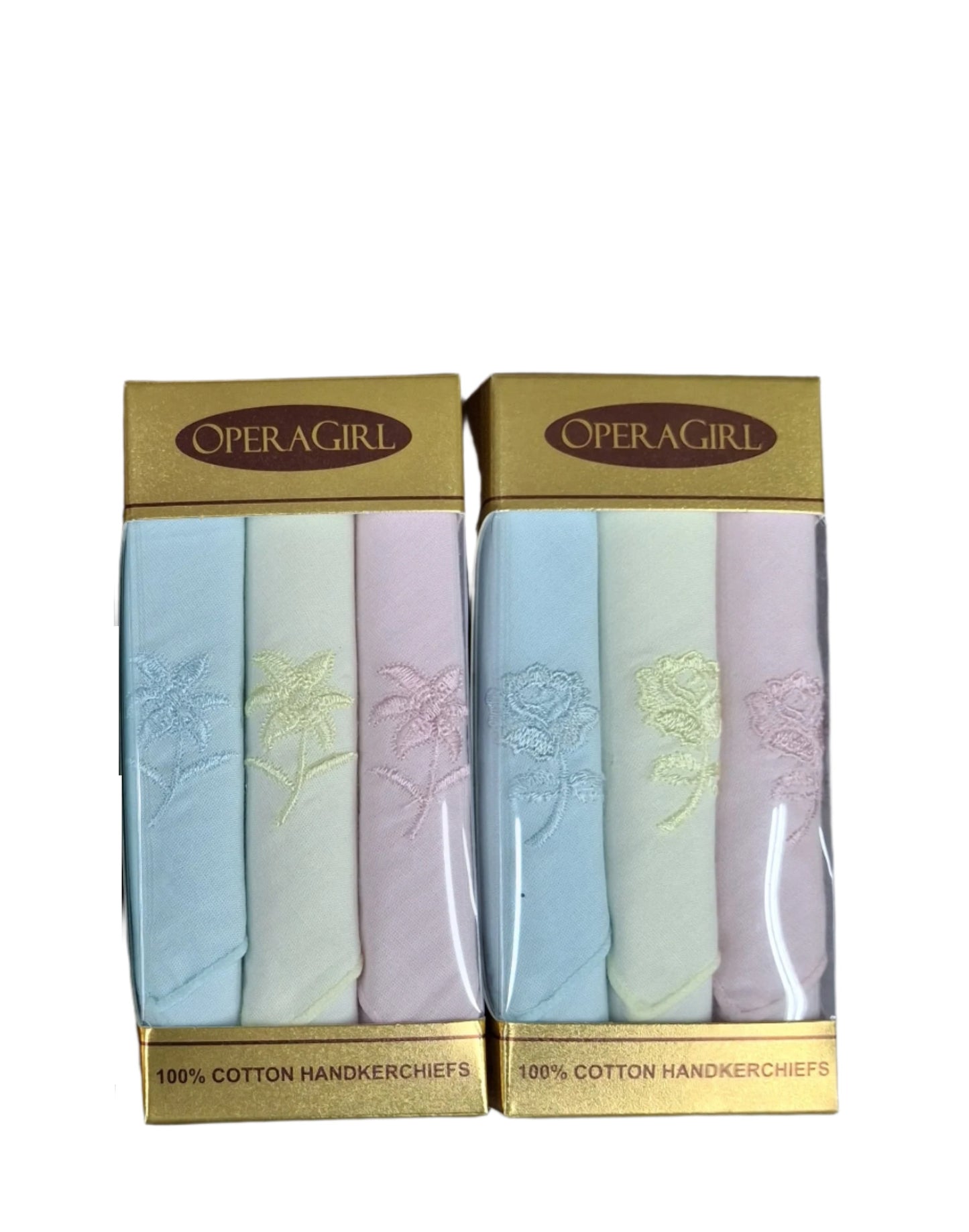 Opera Girl Women's Embroidered 100% Pure Cotton Handkerchief Multicolor | Hanky For Women | Pack Of 3