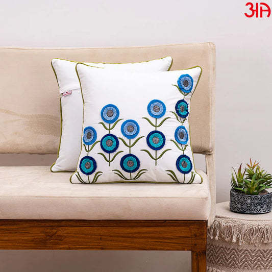 Velvet Flower Embroidery Cushion Cover for Sofa