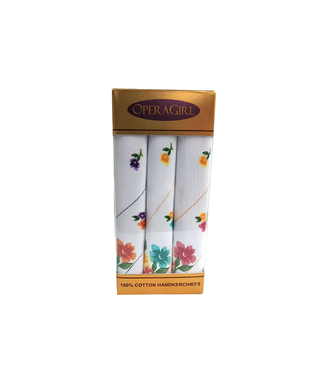Opera Girl Women's Embroidered 100% Pure Cotton Handkerchief Multicolor | Hanky For Women | Pack Of 3