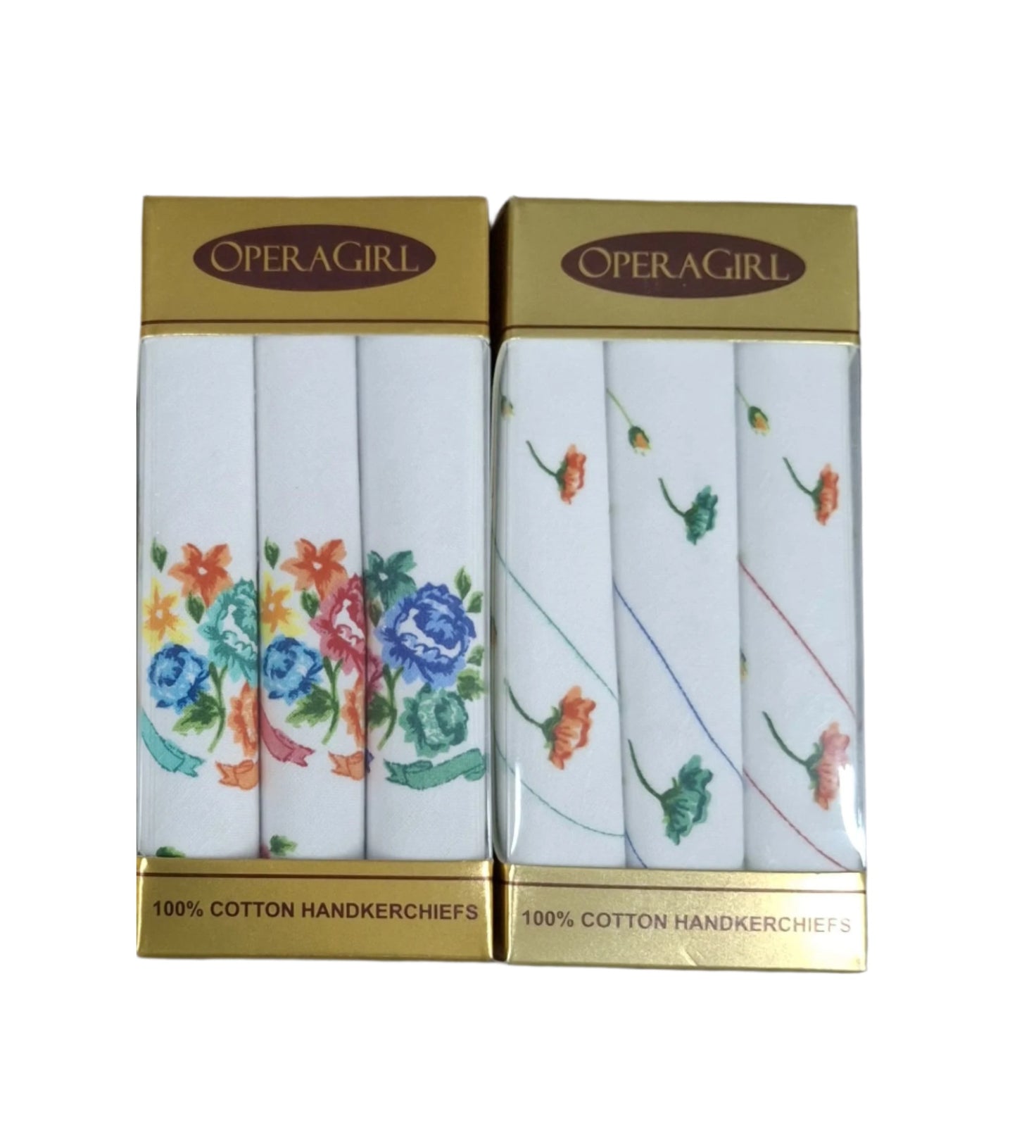 Opera Girl Women's Embroidered 100% Pure Cotton Handkerchief Multicolor | Hanky For Women | Pack Of 3
