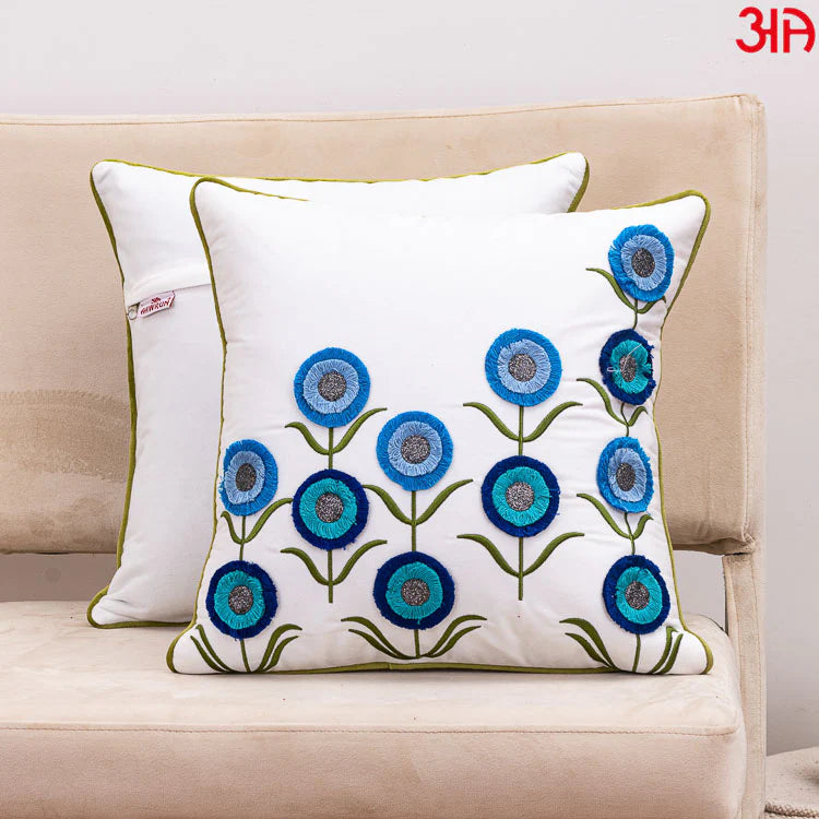 Velvet Flower Embroidery Cushion Cover for Sofa