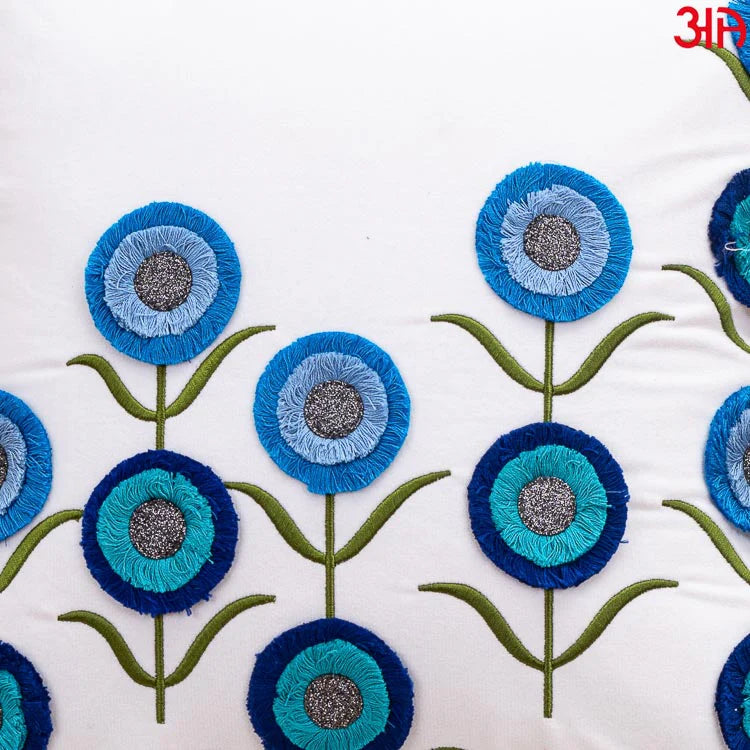 Velvet Flower Embroidery Cushion Cover for Sofa